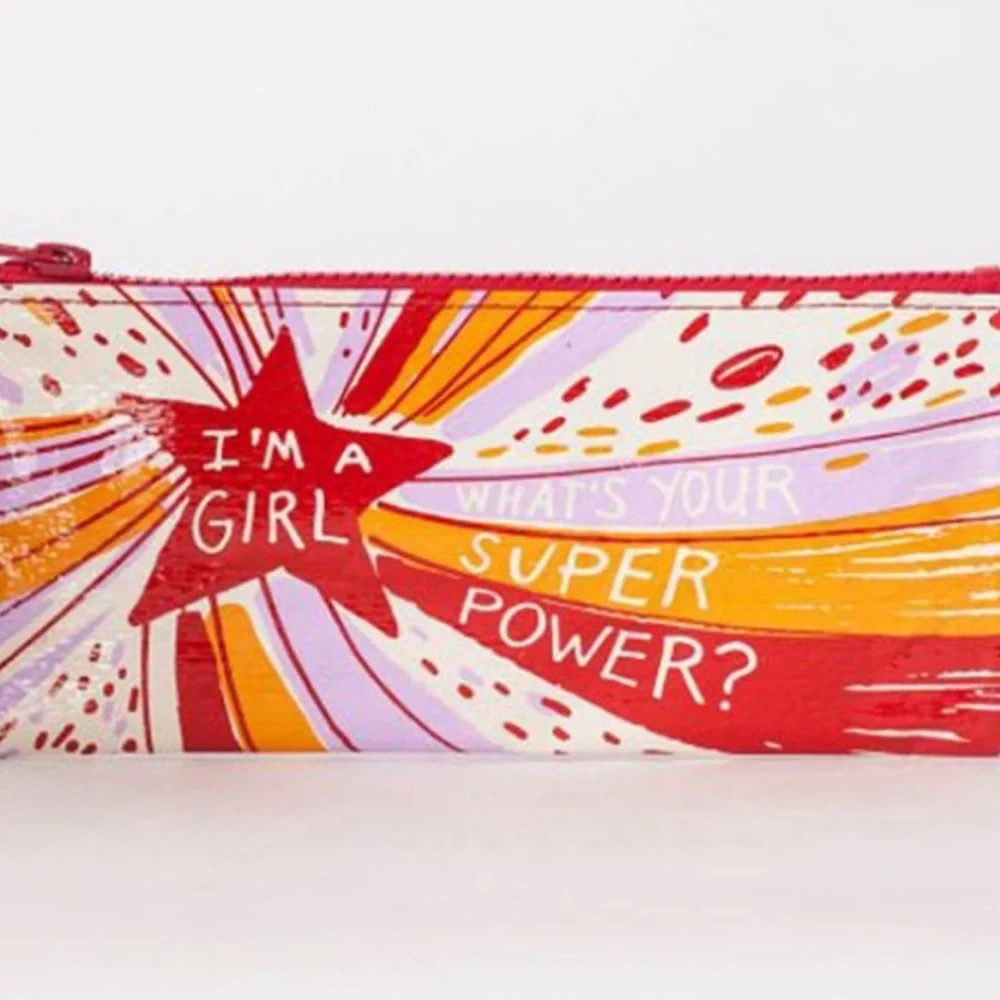 Eco, Recycled Pencil Pouch - Blue Q I’m. Girl, What’s your Superpower